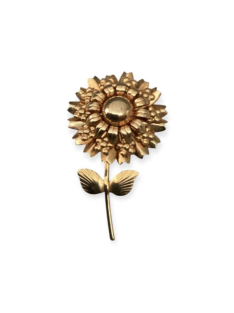 Vintage Gold Sunflower Brooch 0814 - Picture 3 of 5